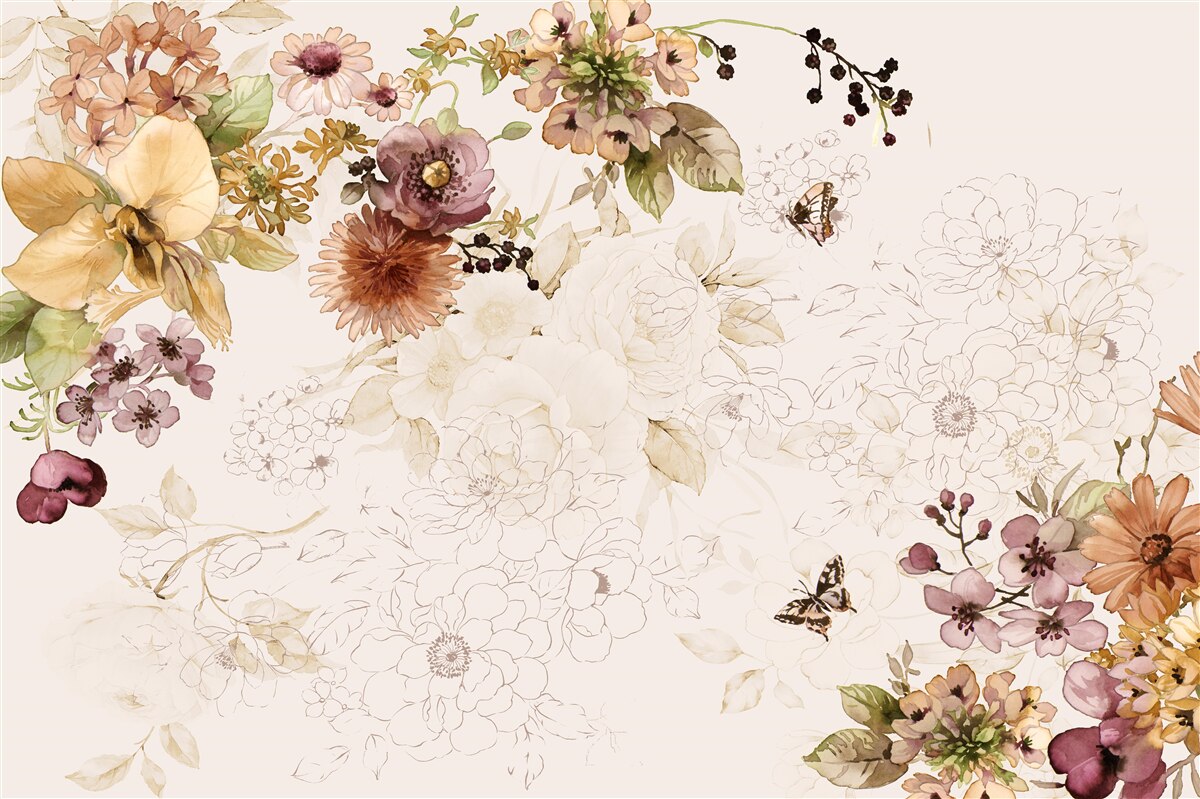 Fototapet compoziții florale pe un fundal delicat