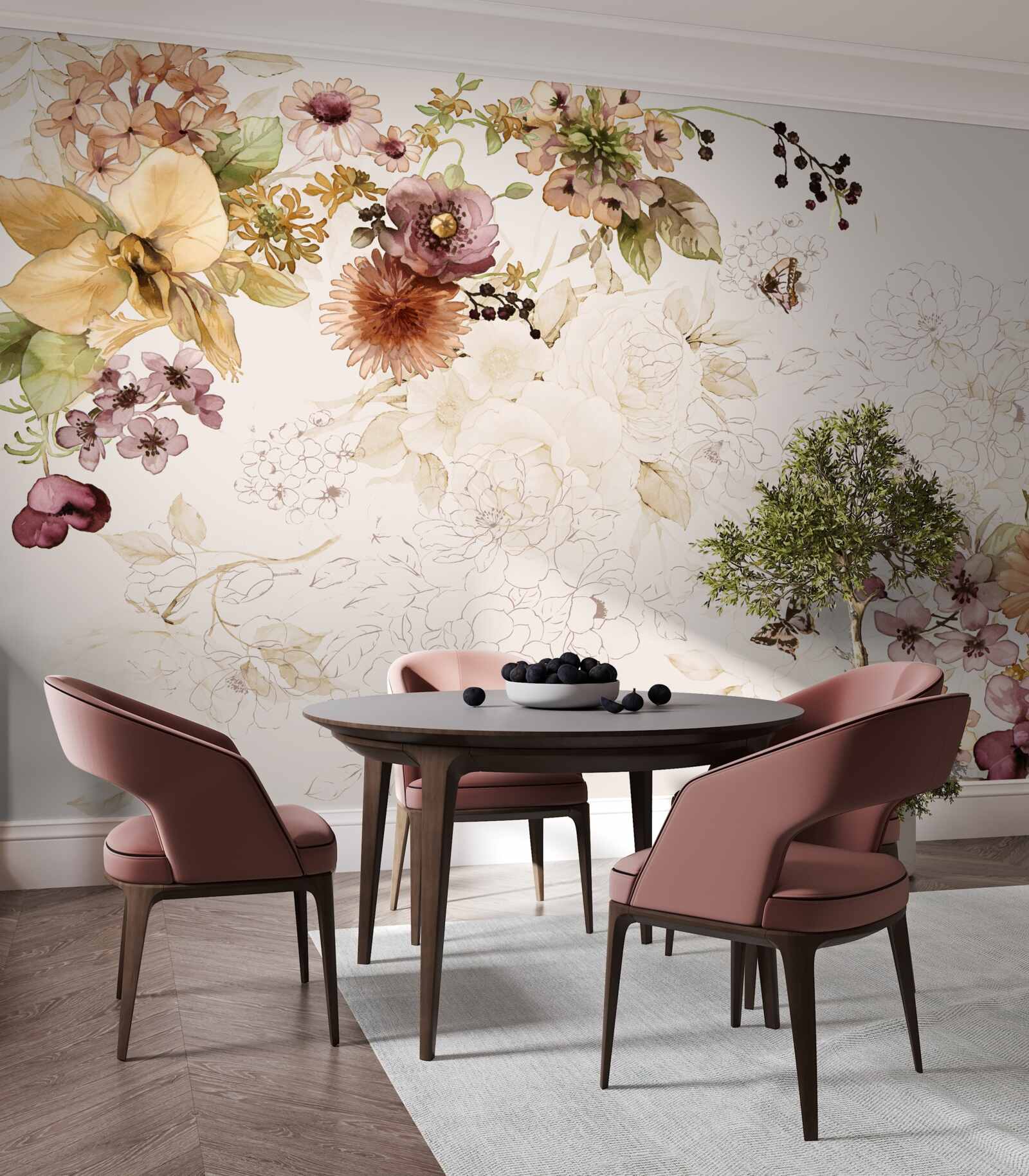 Fototapet compoziții florale pe un fundal delicat