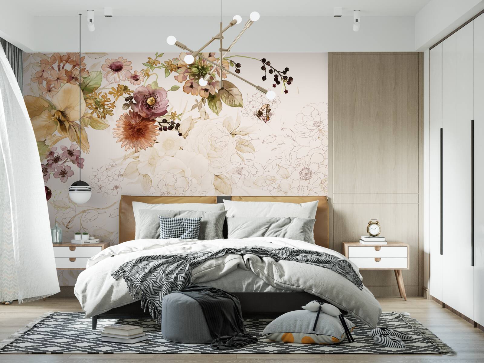 Fototapet compoziții florale pe un fundal delicat