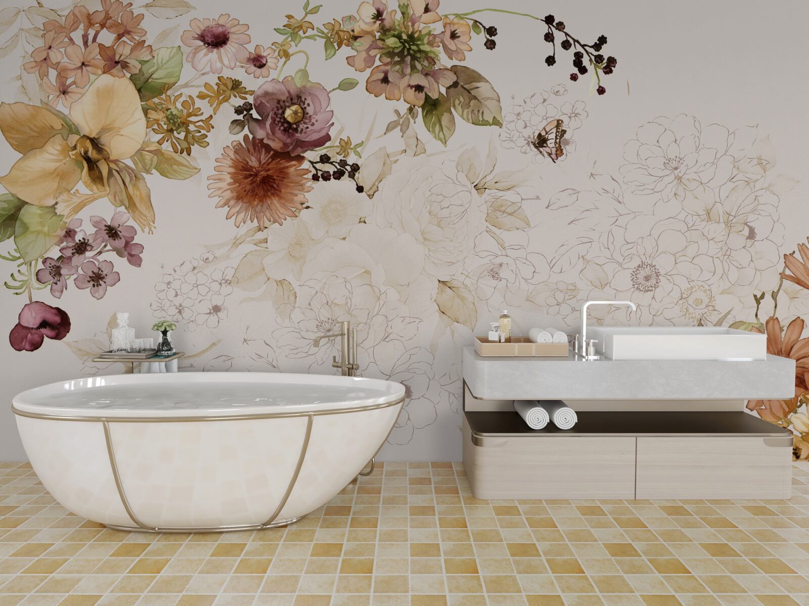 Fototapet compoziții florale pe un fundal delicat