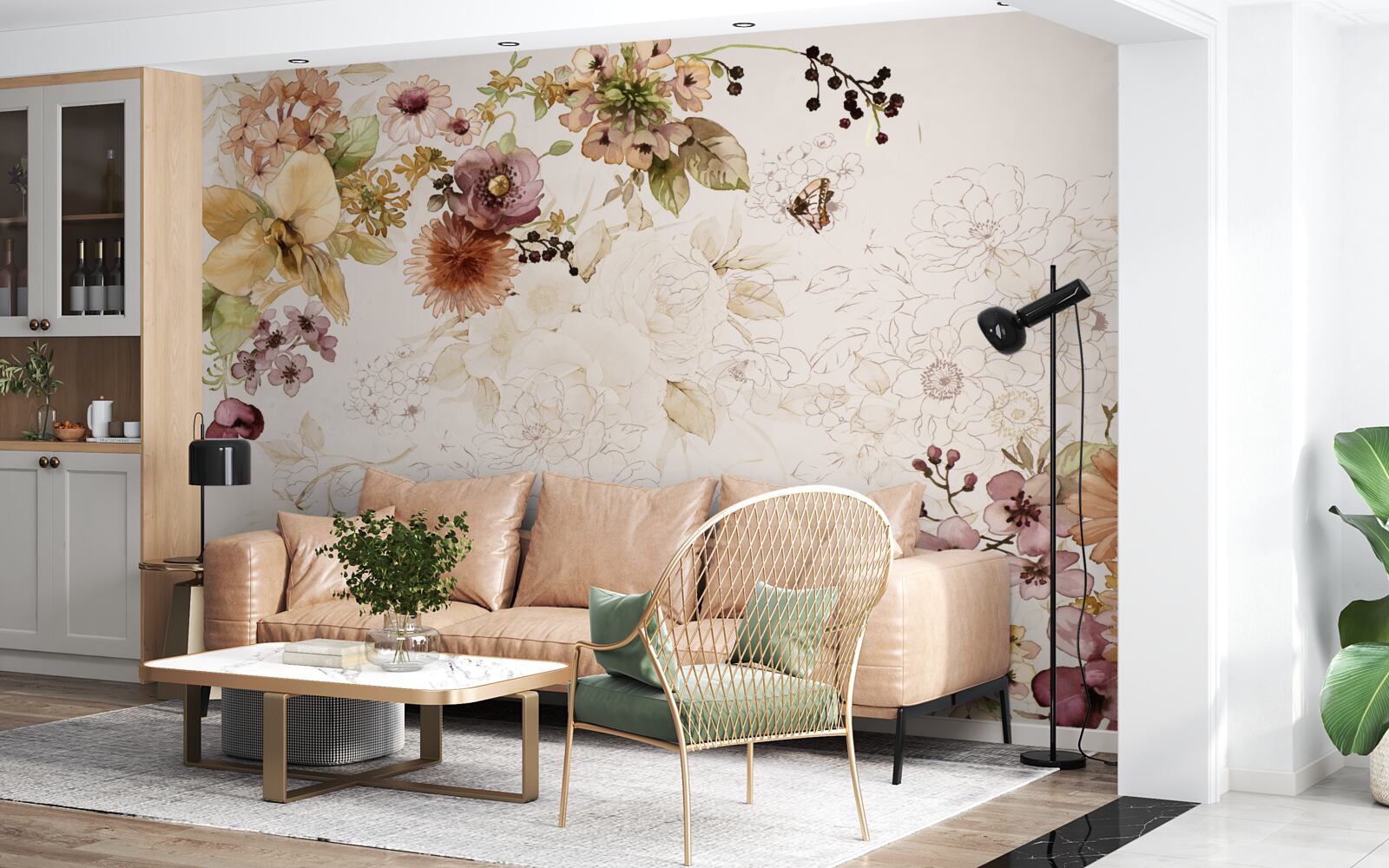 Fototapet compoziții florale pe un fundal delicat