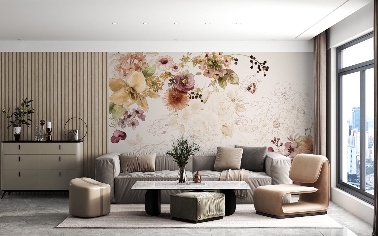 Fototapet compoziții florale pe un fundal delicat