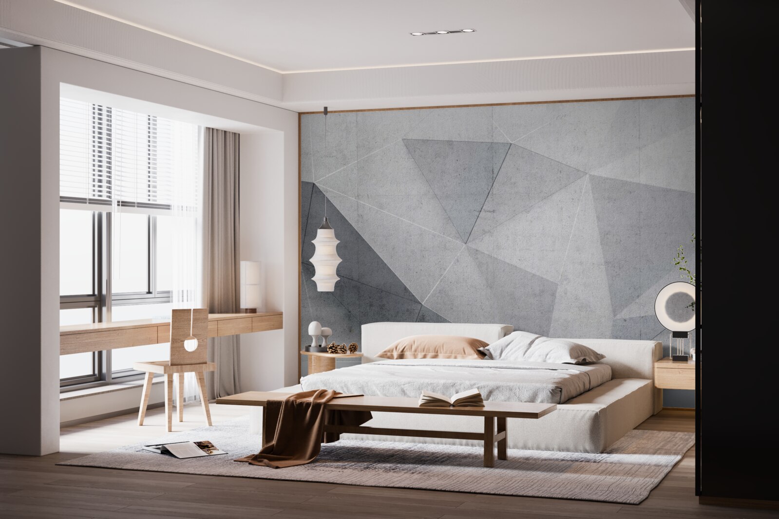 Fototapet triunghiuri gri în stil abstract