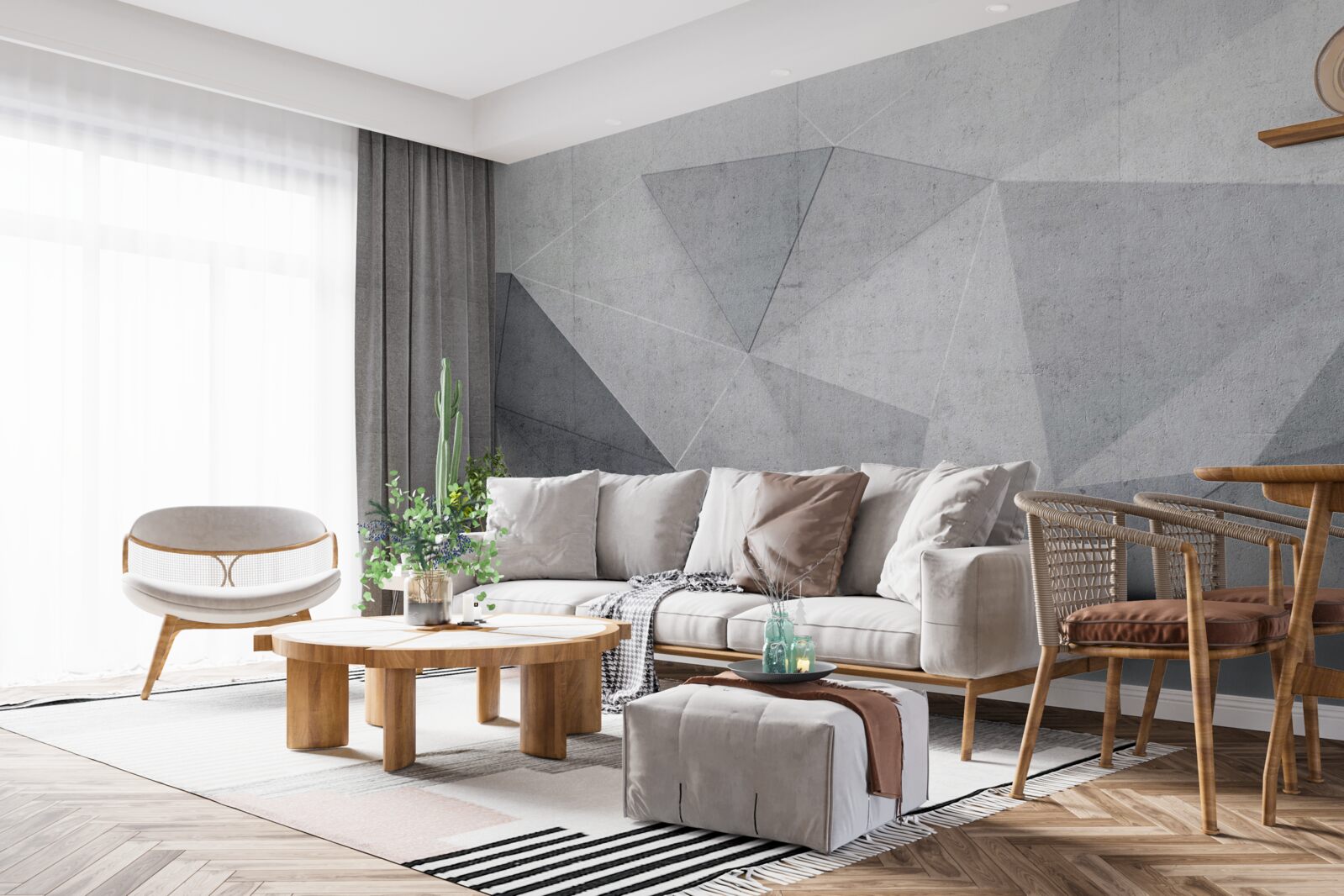 Fototapet triunghiuri gri în stil abstract