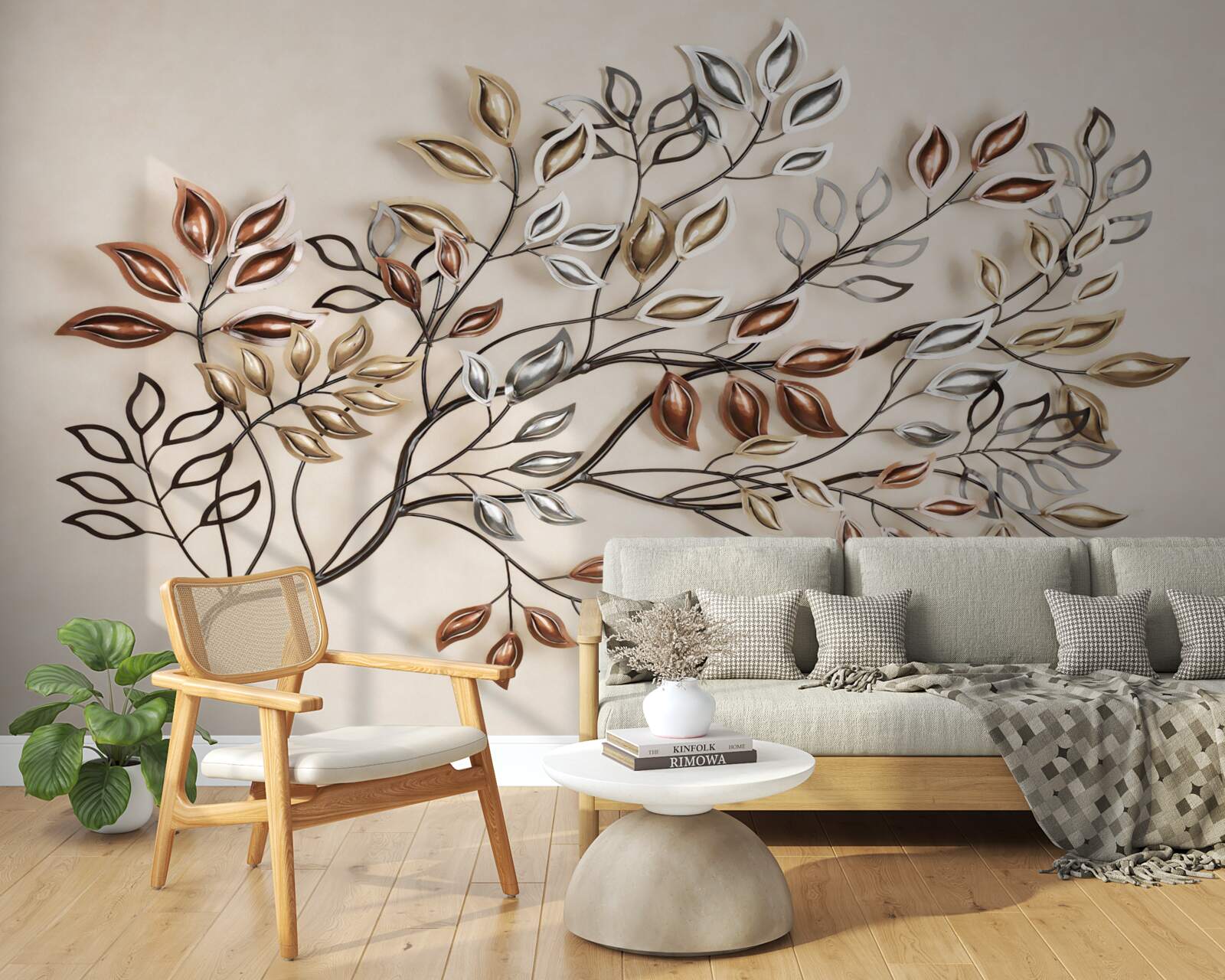 Fototapet frunze de metal pe o ramură