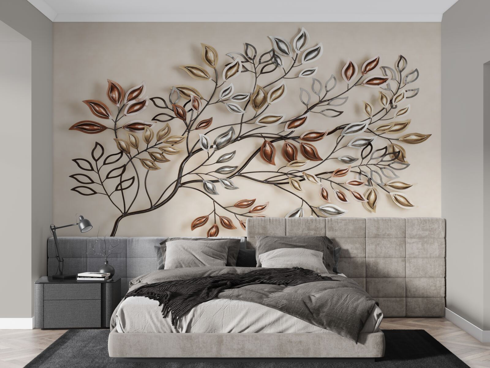 Fototapet frunze de metal pe o ramură