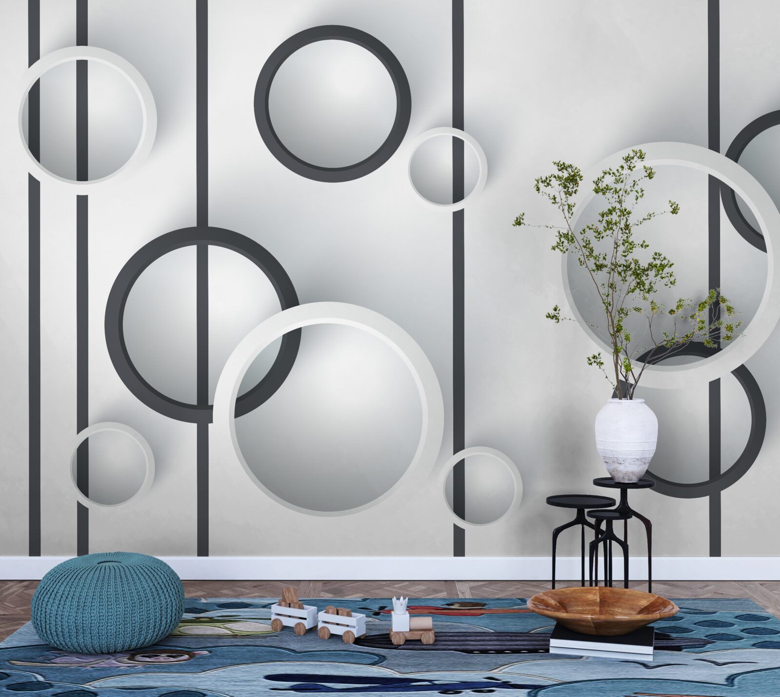 Fototapet cercuri și linii în abstracție