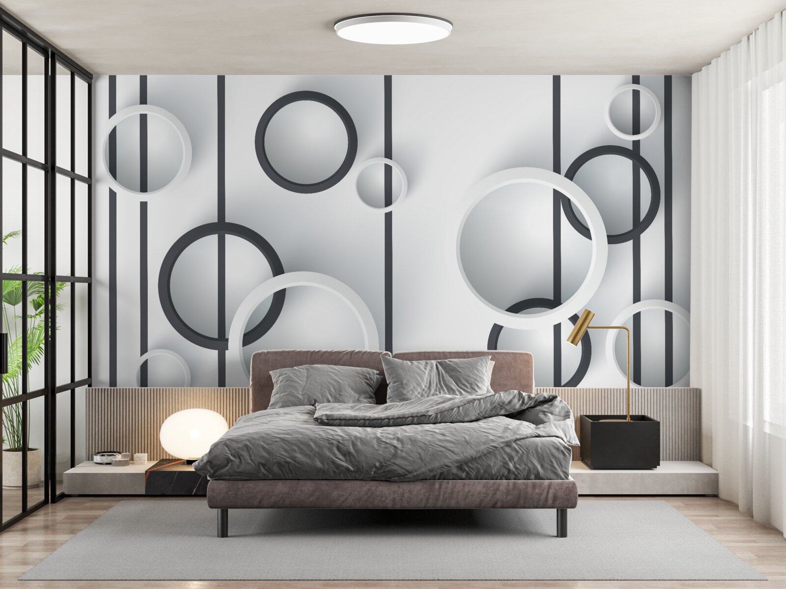 Fototapet cercuri și linii în abstracție