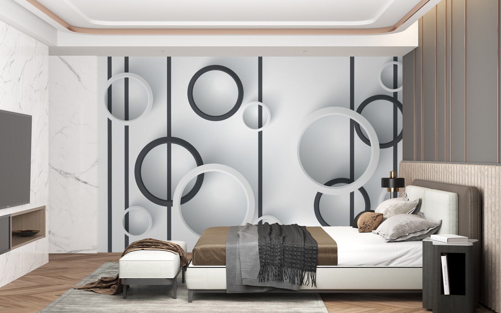 Fototapet cercuri și linii în abstracție