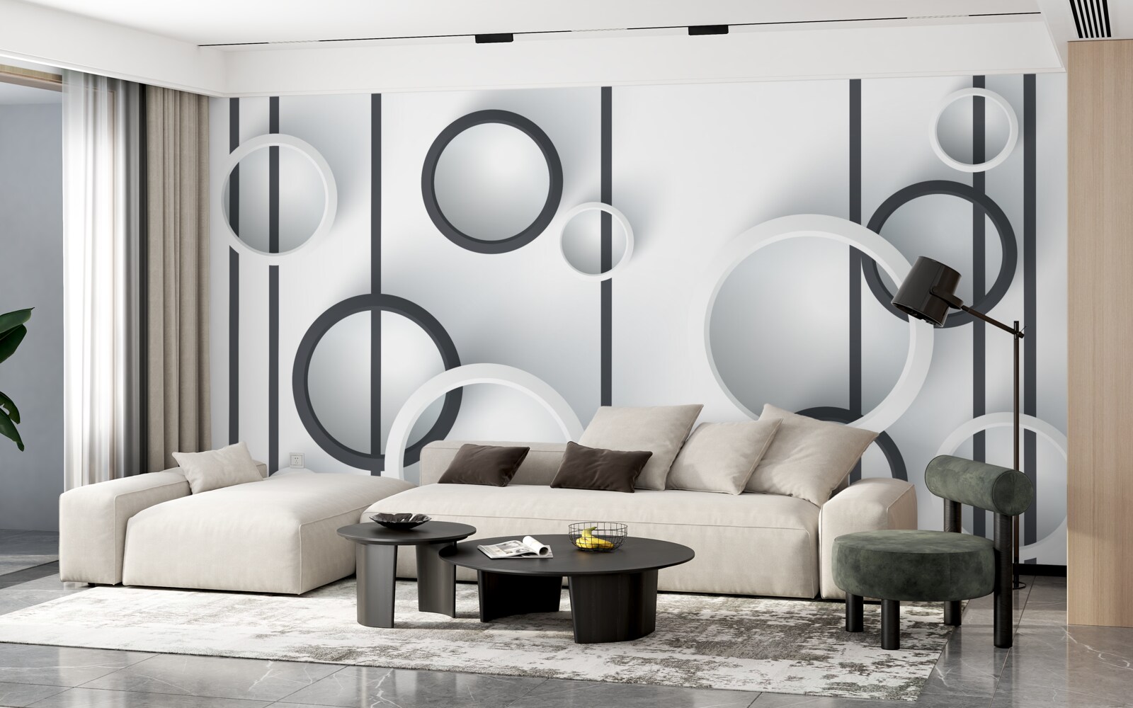 Fototapet cercuri și linii în abstracție