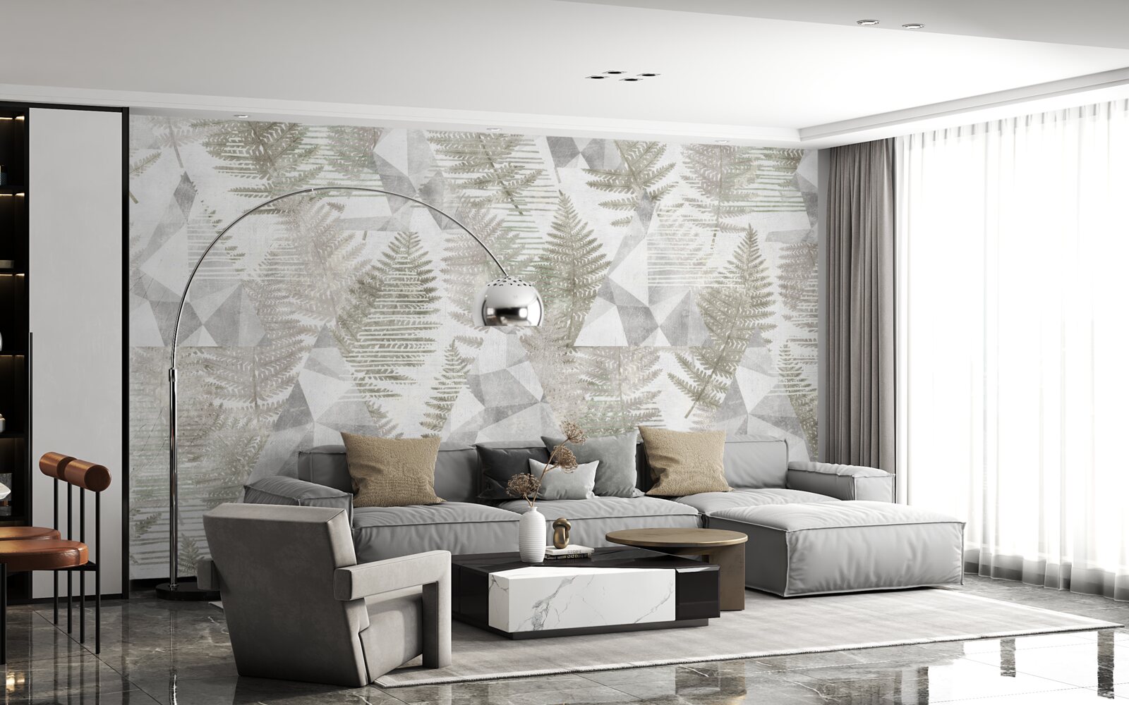 Fototapet abstract cu frunze tropicale