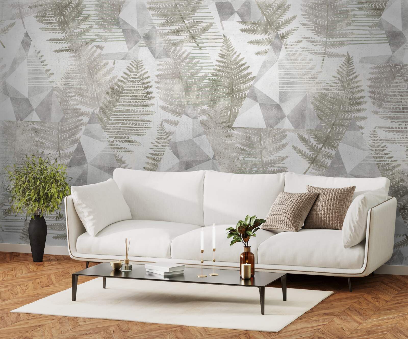 Fototapet abstract cu frunze tropicale