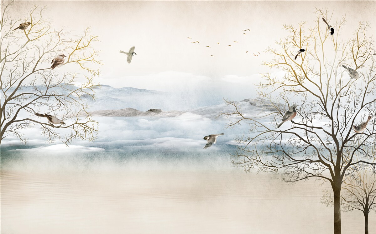 Fototapet ceața dimineții și cântecul păsărilor