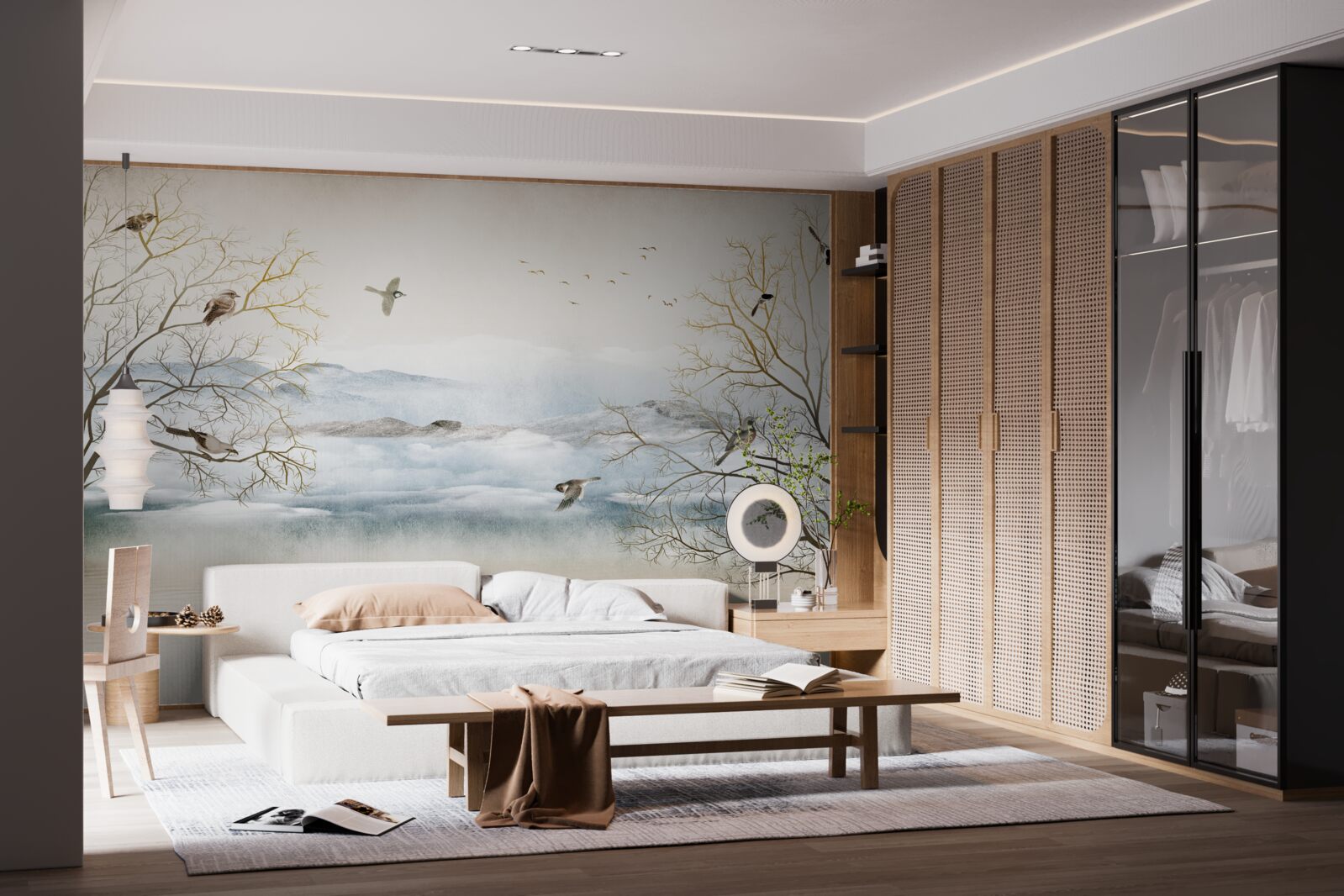 Fototapet ceața dimineții și cântecul păsărilor