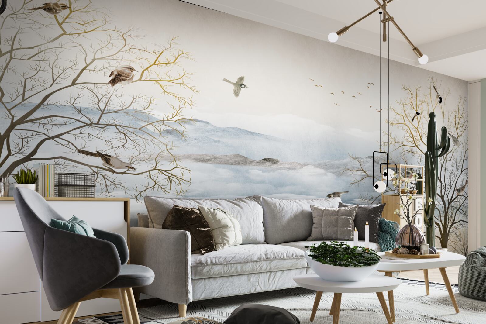 Fototapet ceața dimineții și cântecul păsărilor