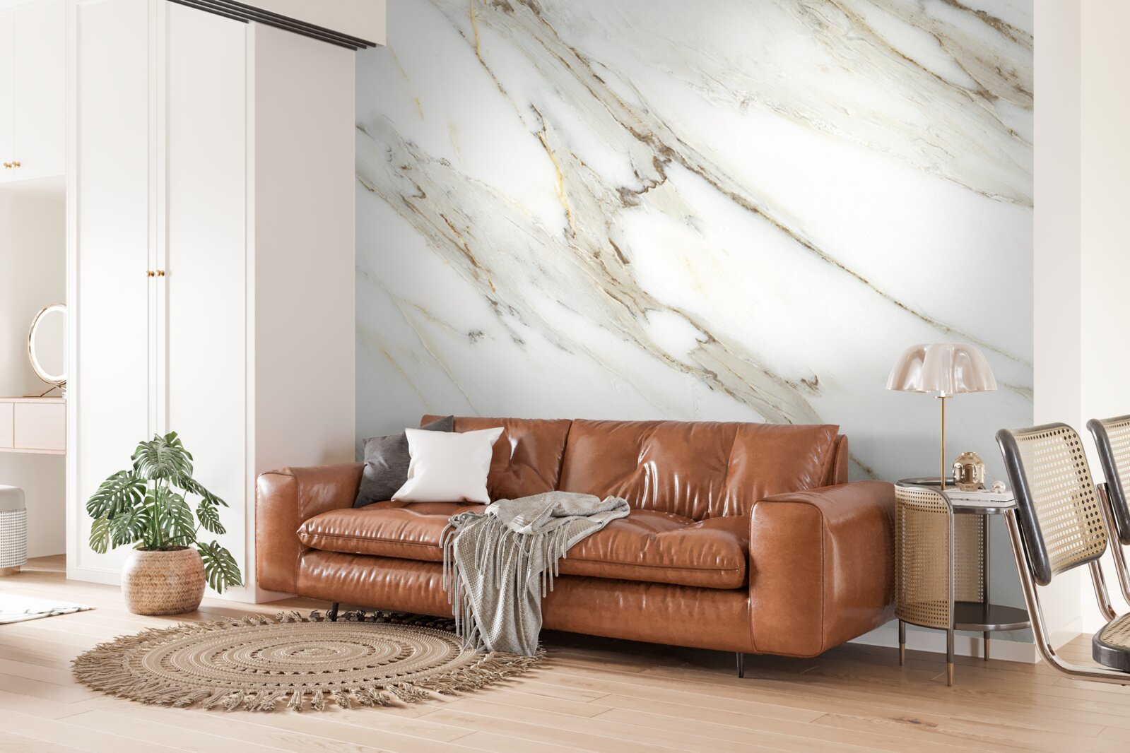 Fototapet aur și argint cu marmură