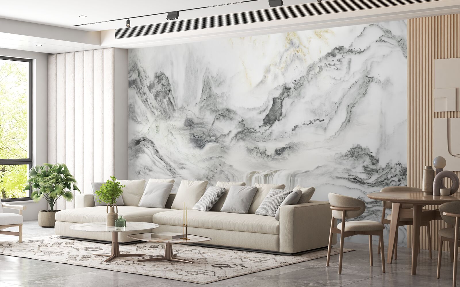 Fototapet textură de marmură cu vedere la munte