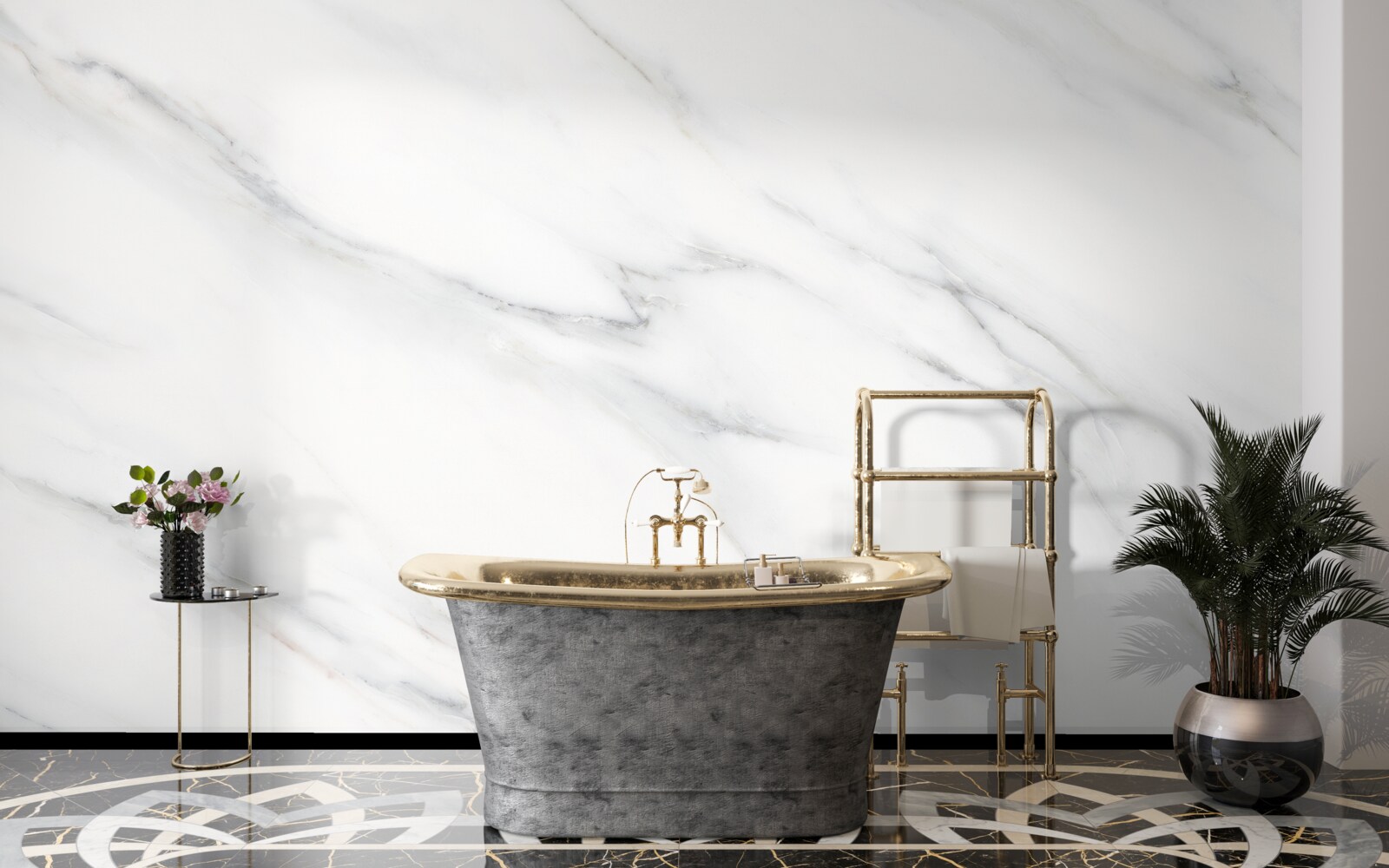 Fototapet marmură albă cu nervuri gri