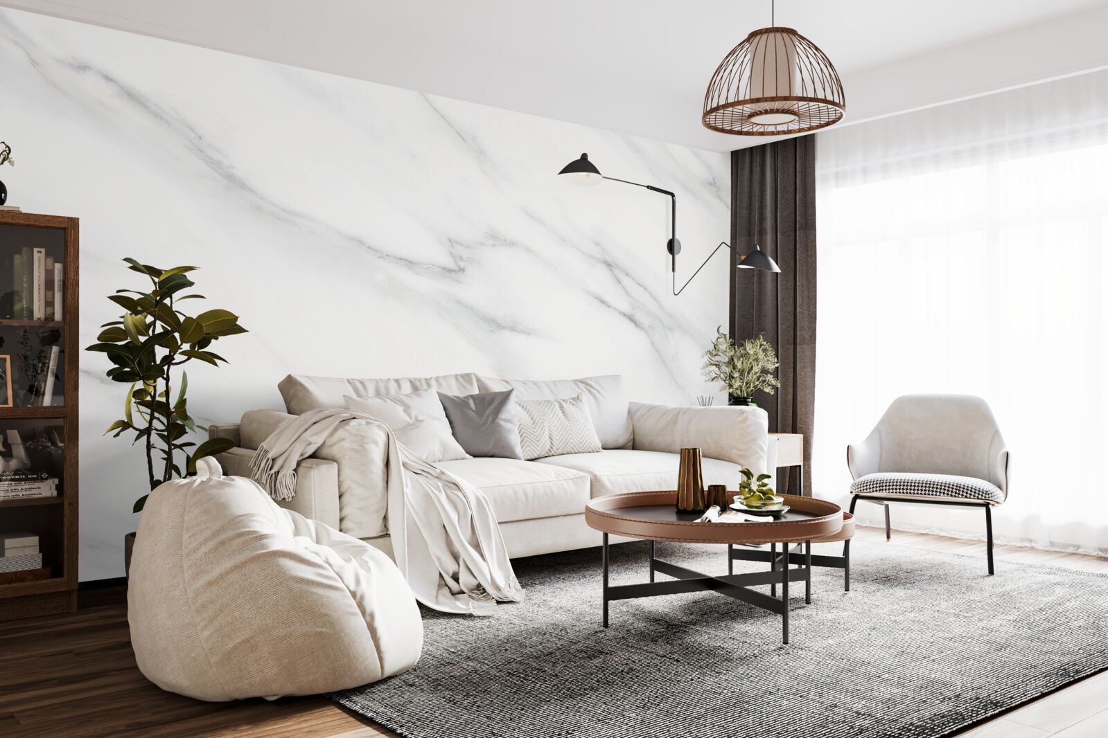 Fototapet marmură albă cu nervuri gri