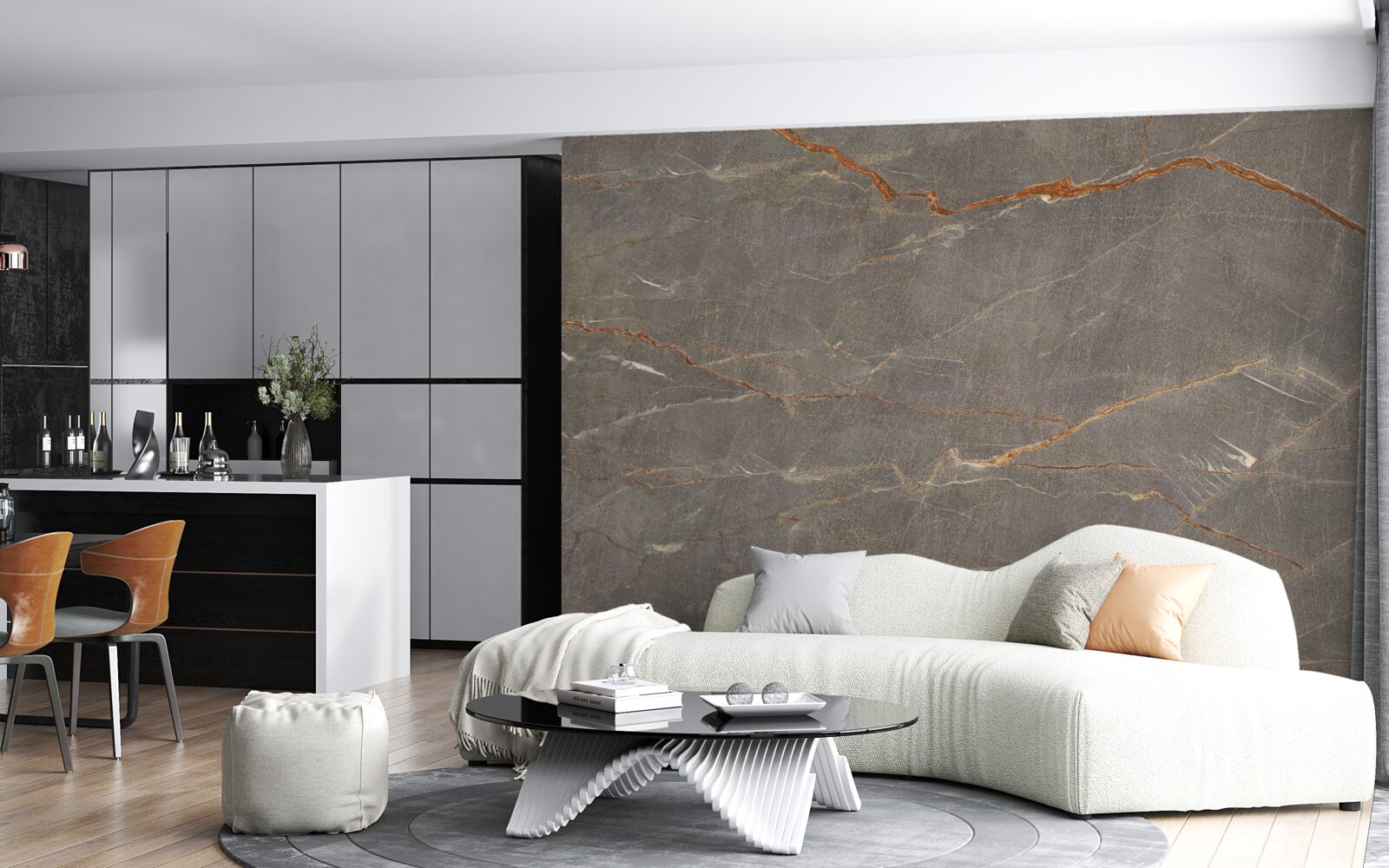 Fototapet marmură maro cu nuanță aurie