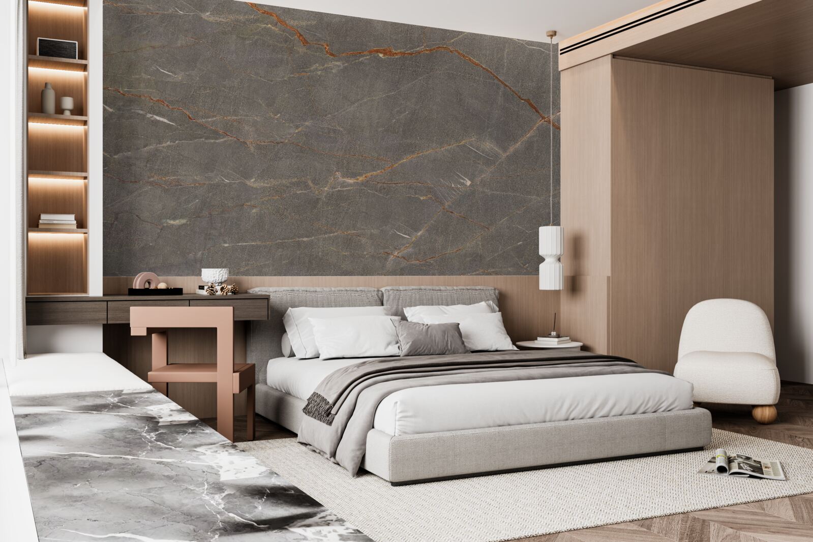 Fototapet marmură maro cu nuanță aurie