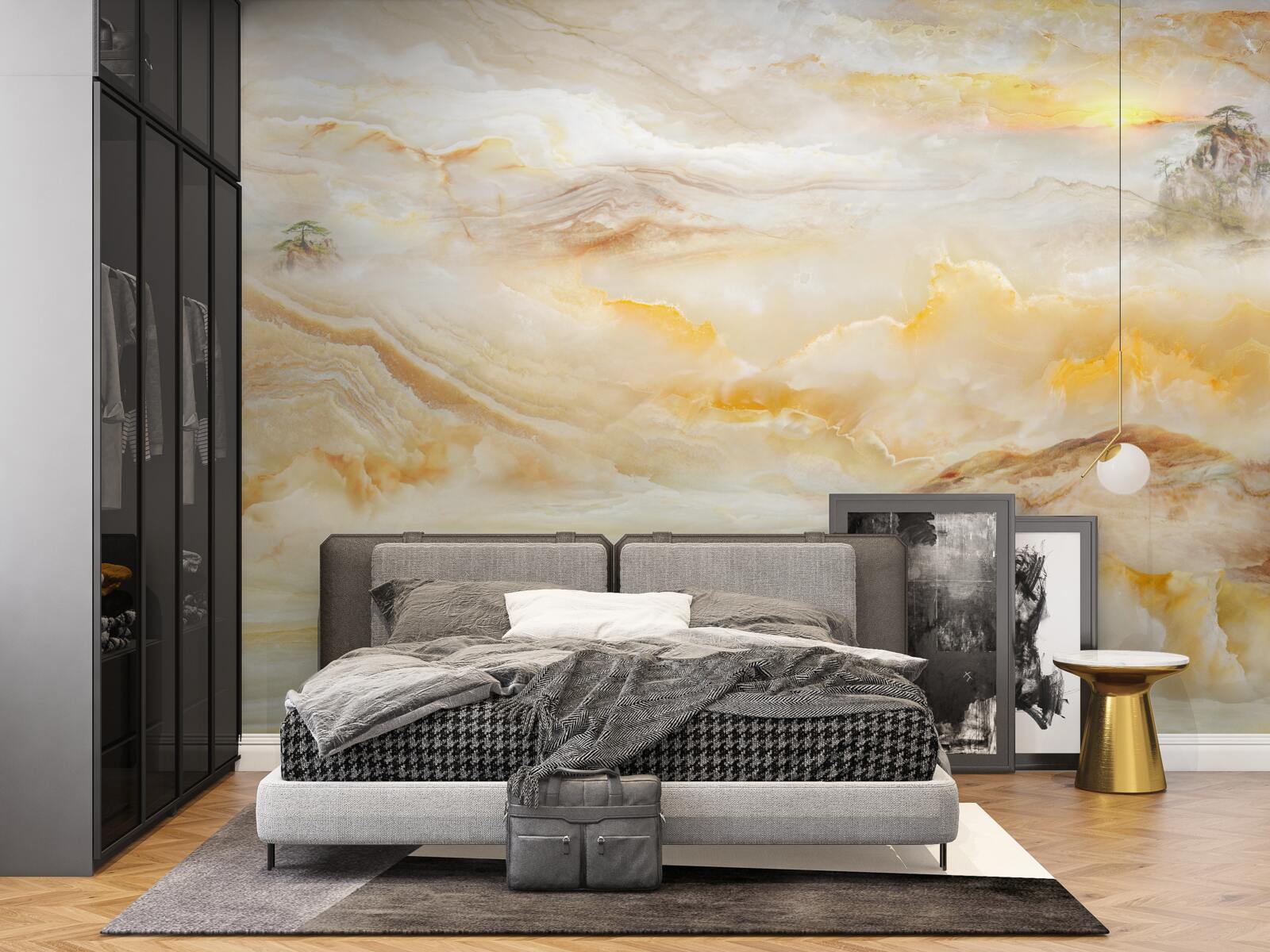 Fototapet o dimineață în munți, învăluită în ceață