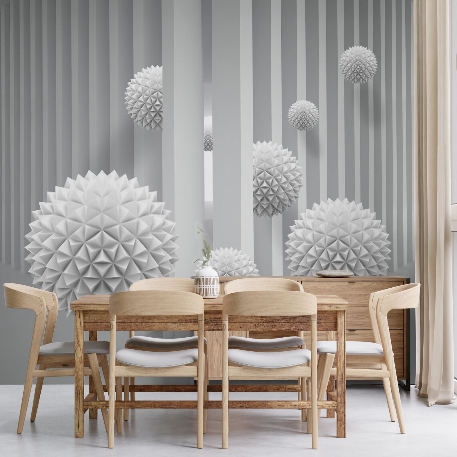 Fototapet bile care zboară peste forme geometrice