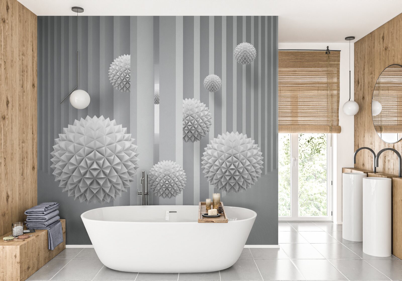 Fototapet bile care zboară peste forme geometrice