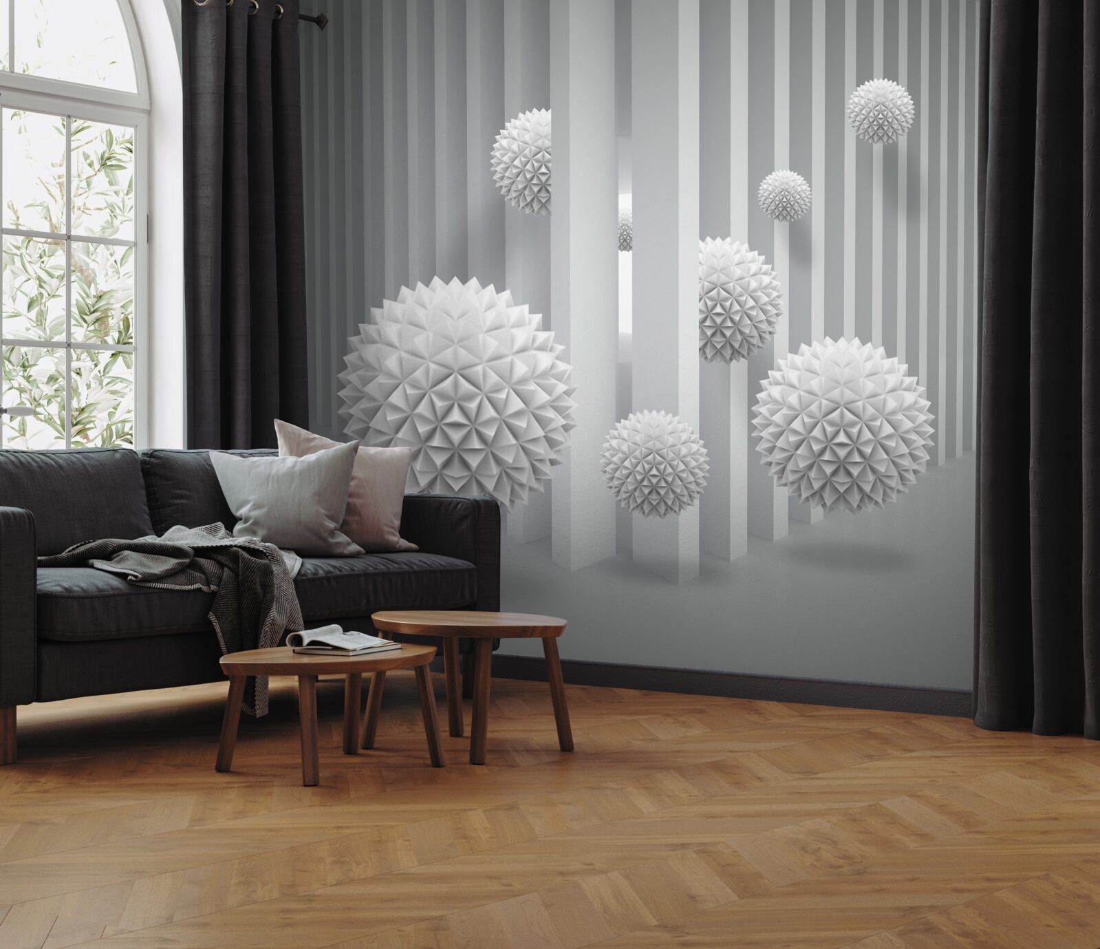 Fototapet bile care zboară peste forme geometrice