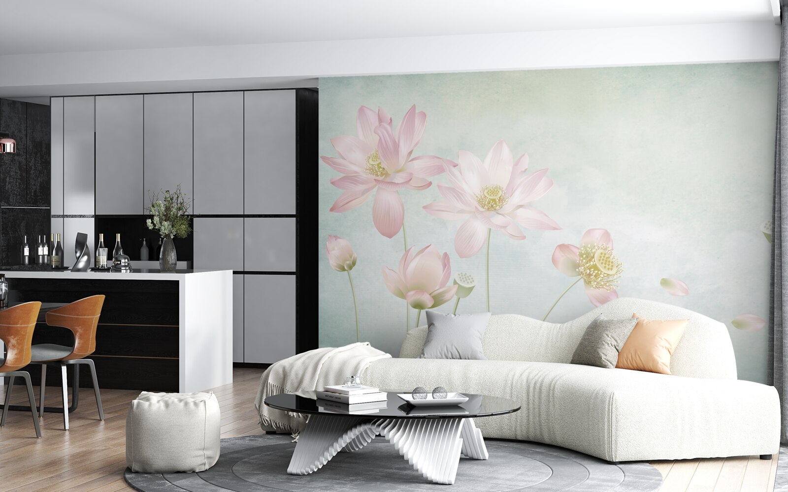 Fototapet maci grațioși pe un fundal albastru