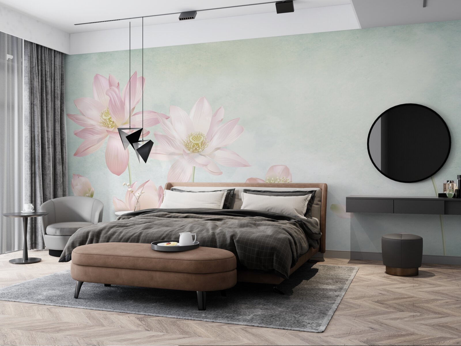 Fototapet maci grațioși pe un fundal albastru