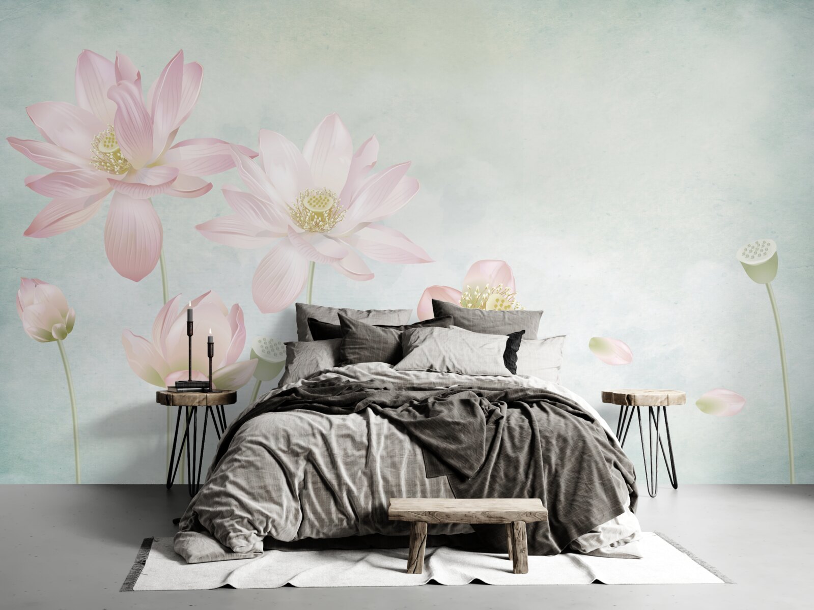 Fototapet maci grațioși pe un fundal albastru