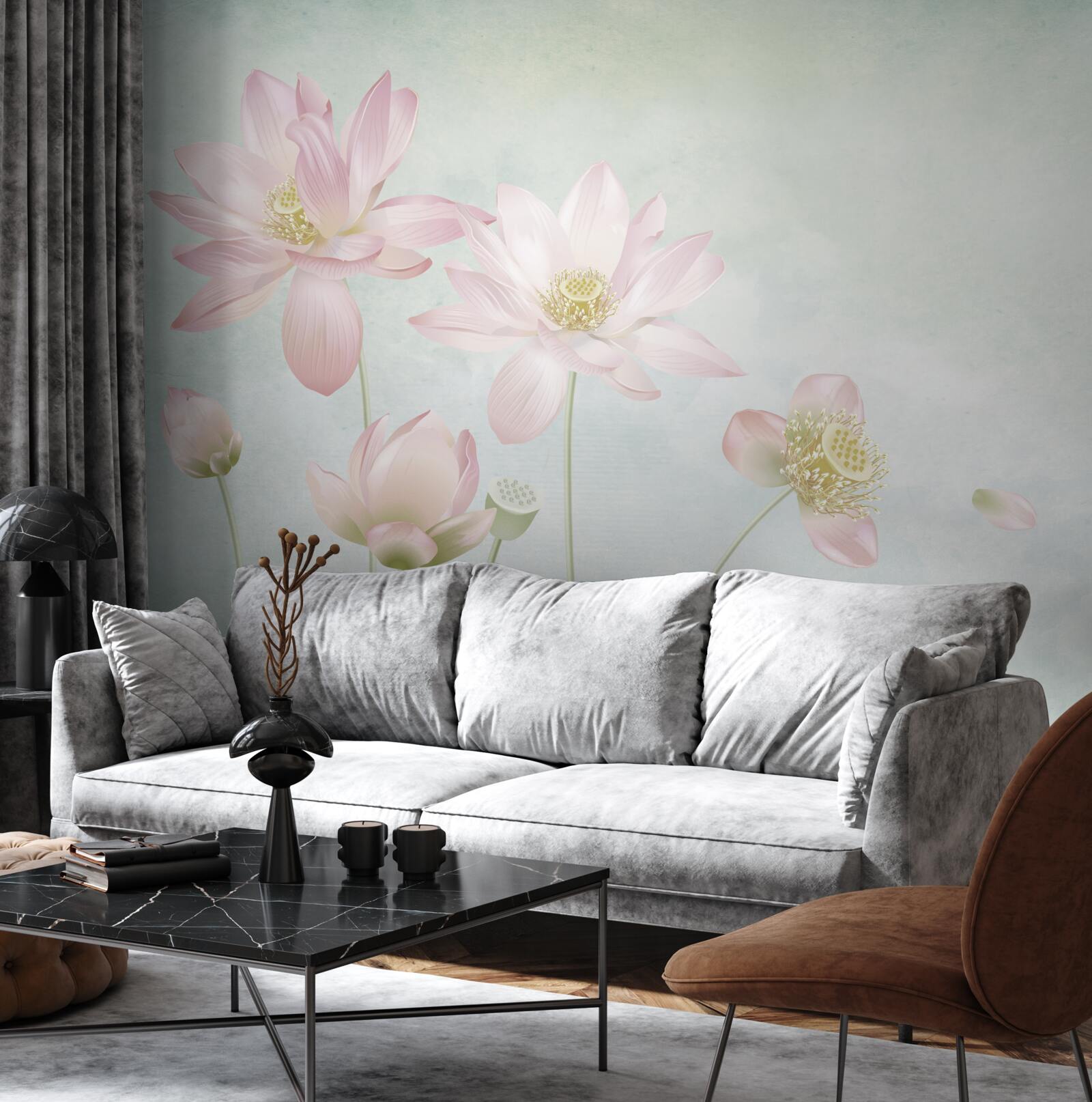 Fototapet maci grațioși pe un fundal albastru