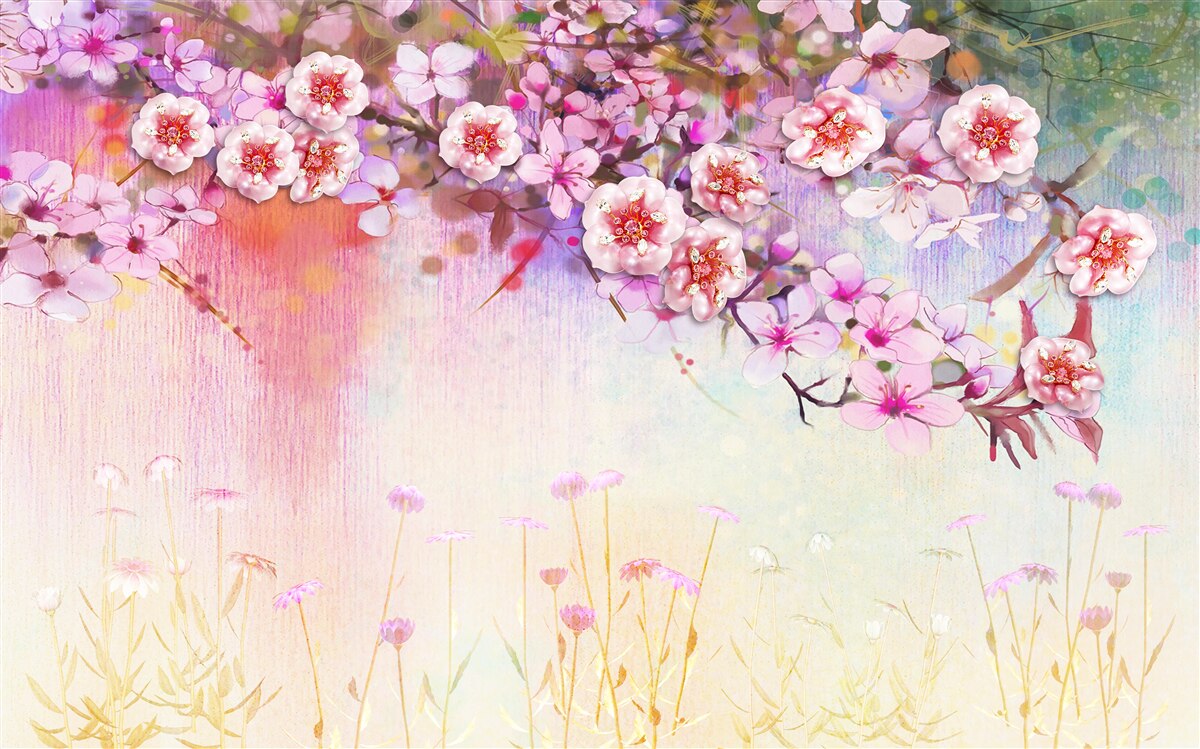 Fototapet o ramură magnifică de flori se întinde pe câmp