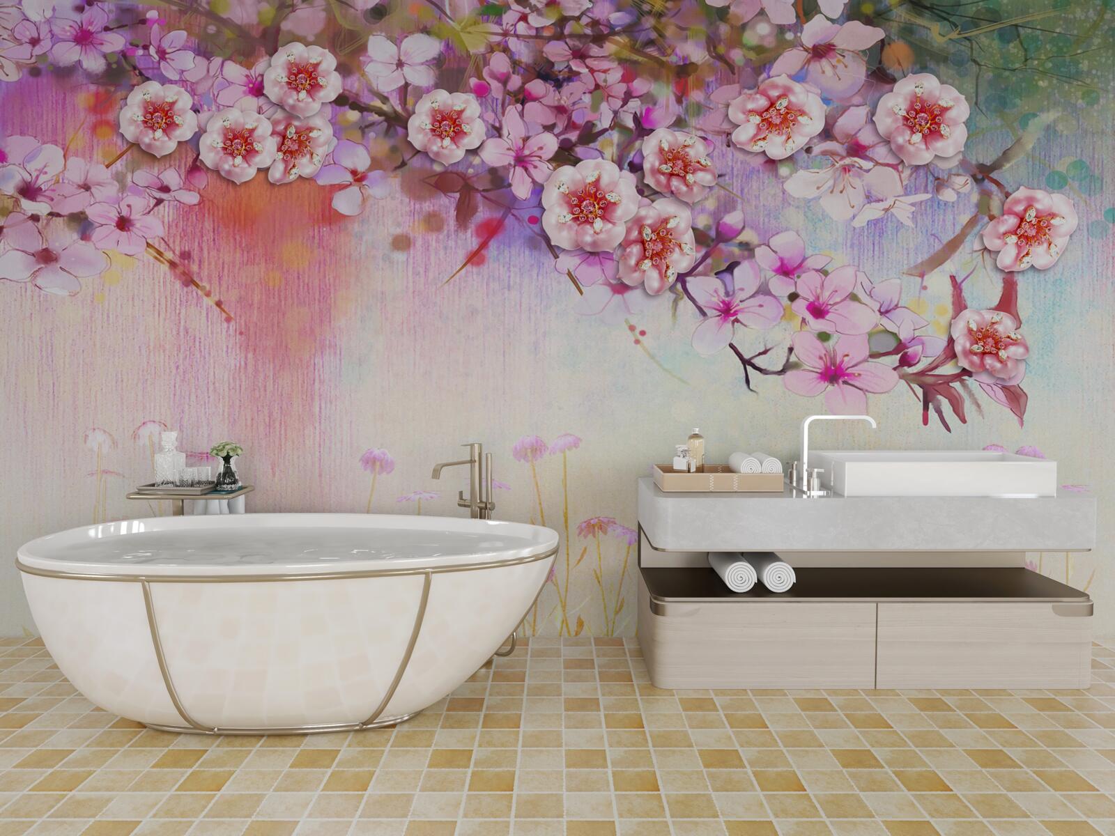 Fototapet o ramură magnifică de flori se întinde pe câmp