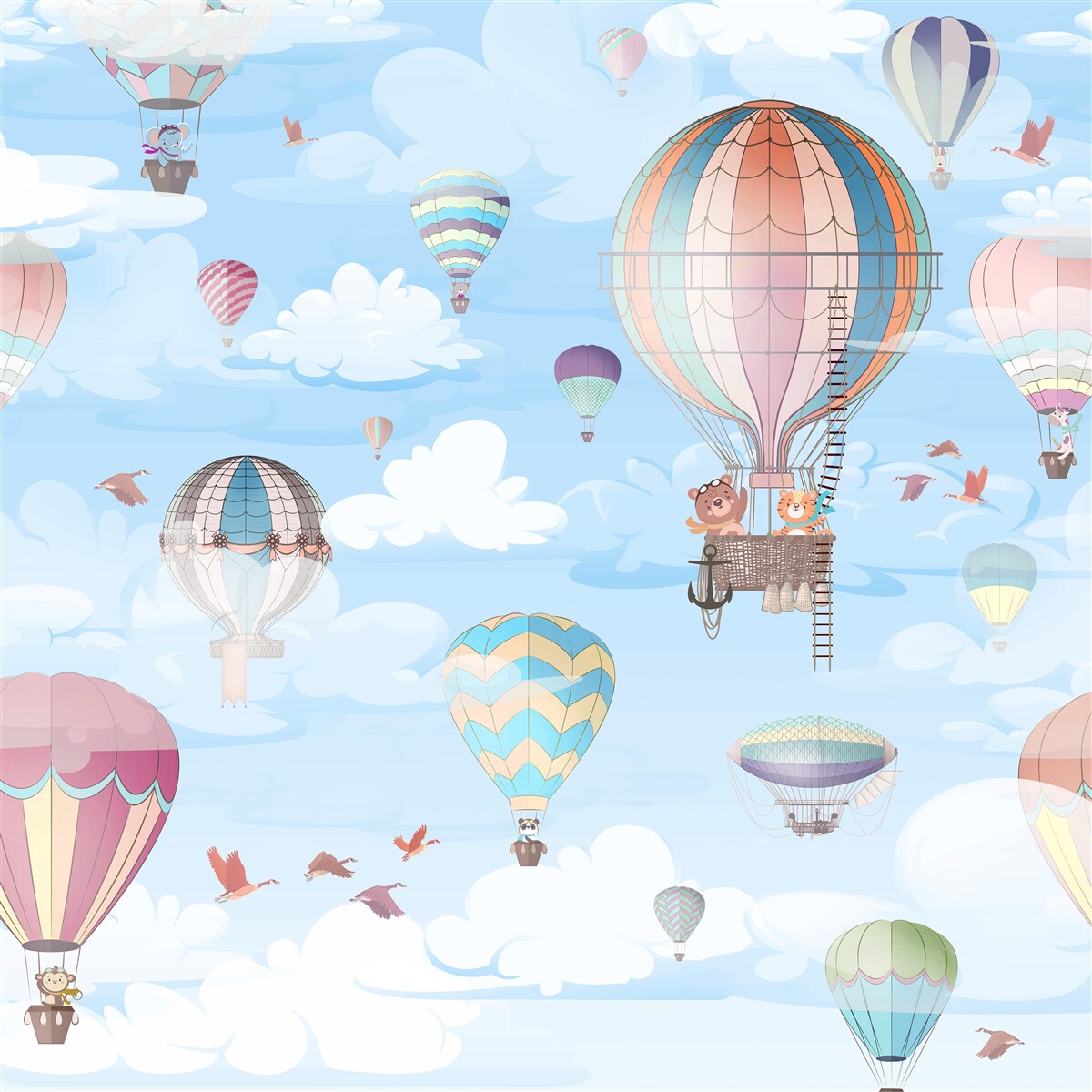 Fototapet baloane zburătoare cu imagini de animale