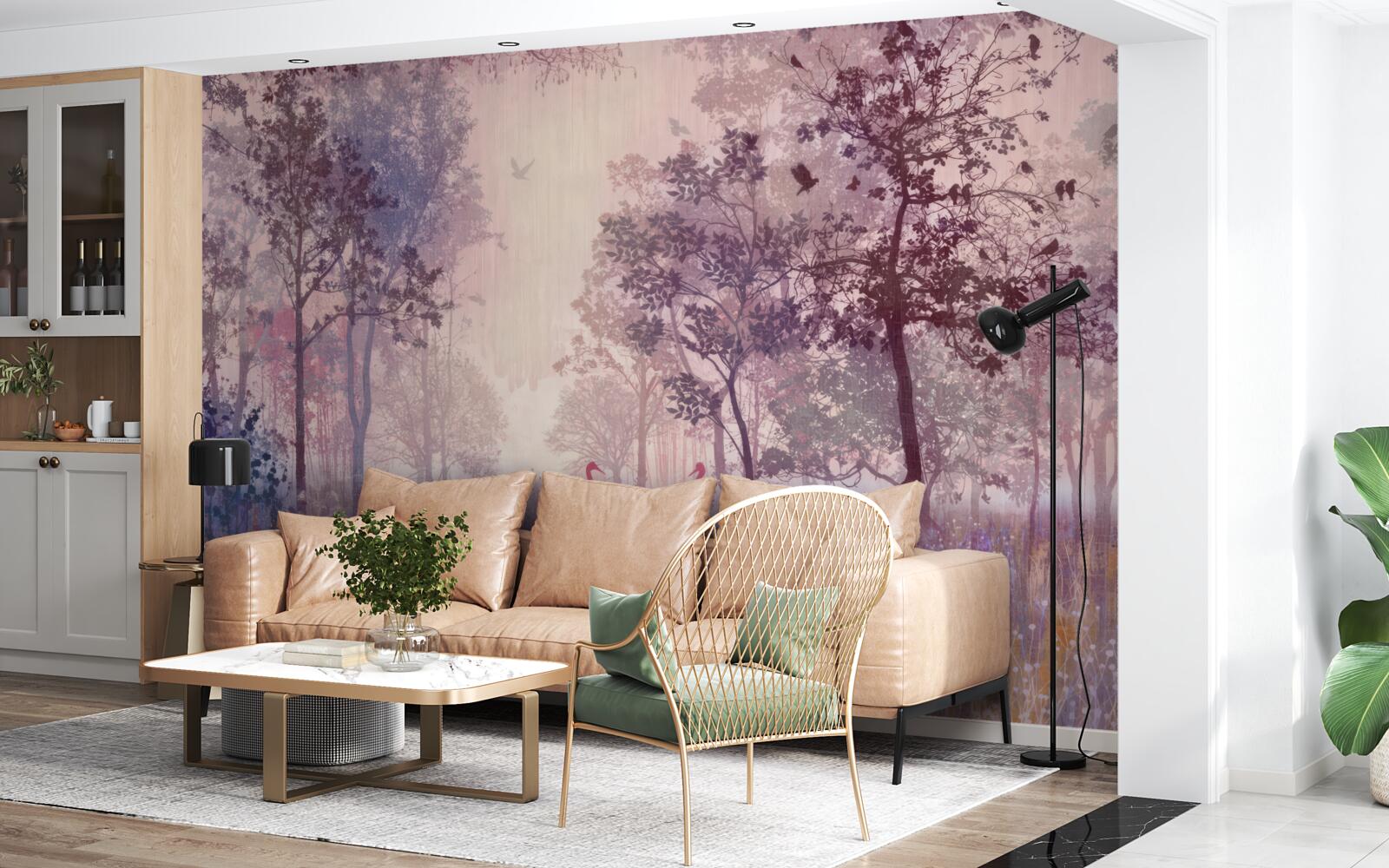 Fototapet acuarelă pădure de toamnă