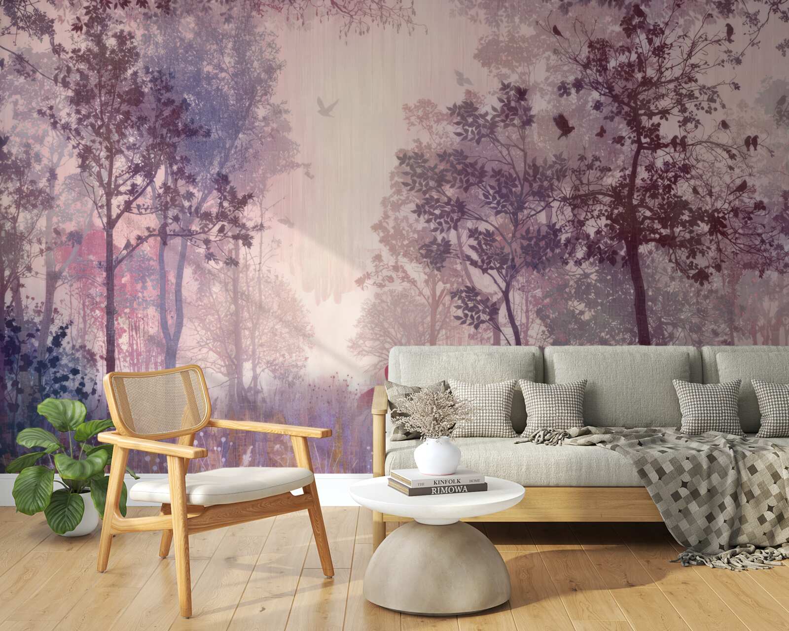 Fototapet acuarelă pădure de toamnă