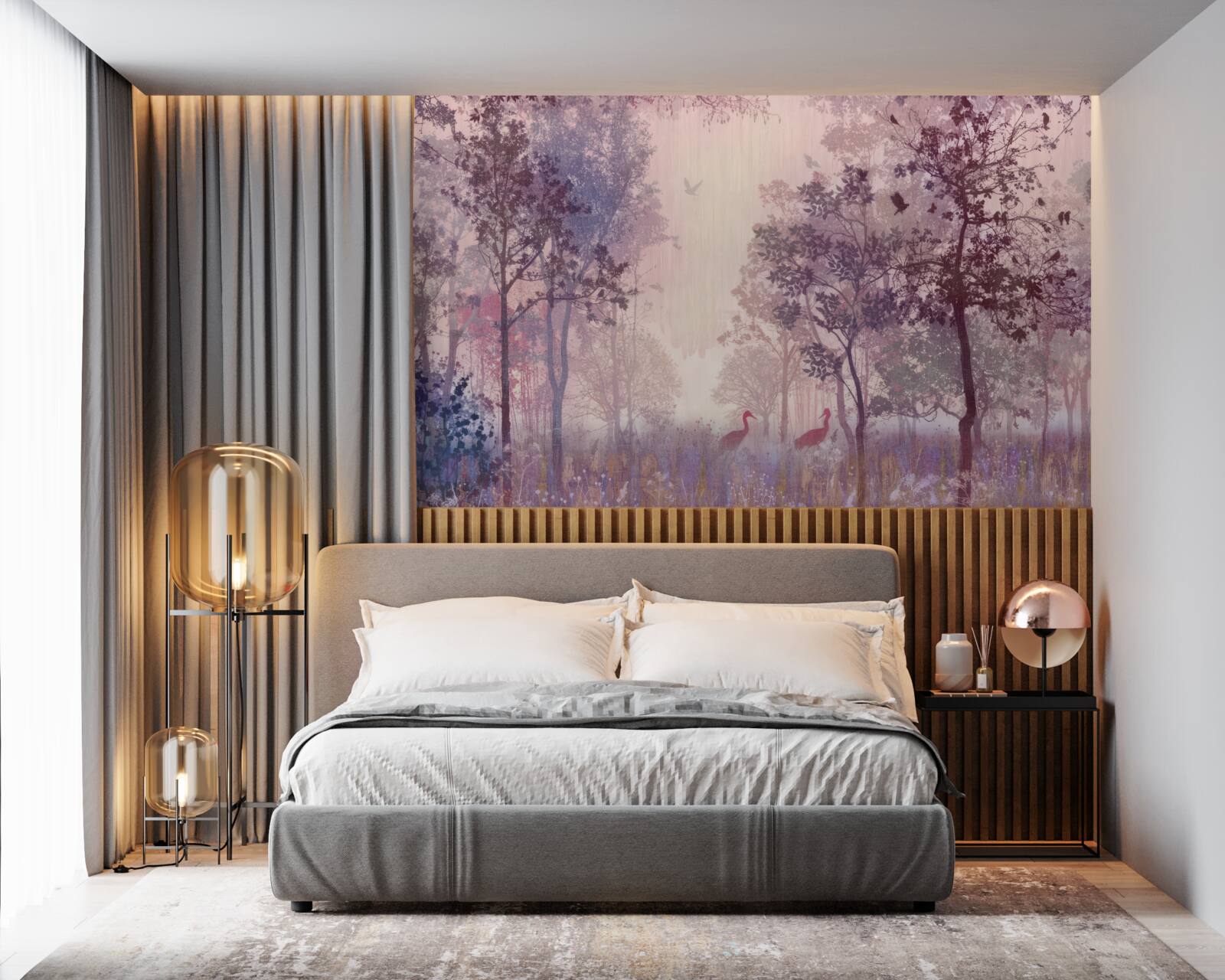 Fototapet acuarelă pădure de toamnă