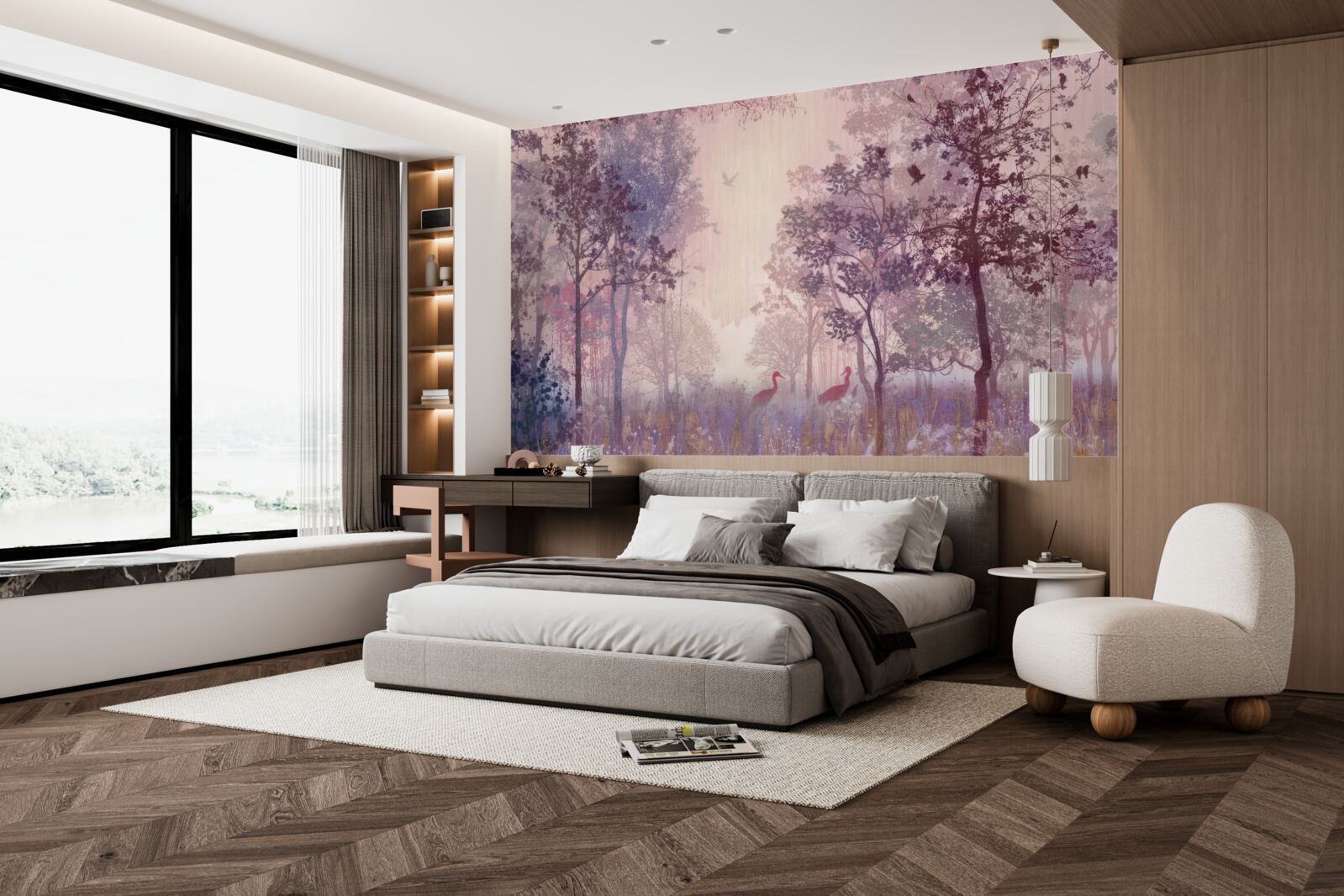 Fototapet acuarelă pădure de toamnă