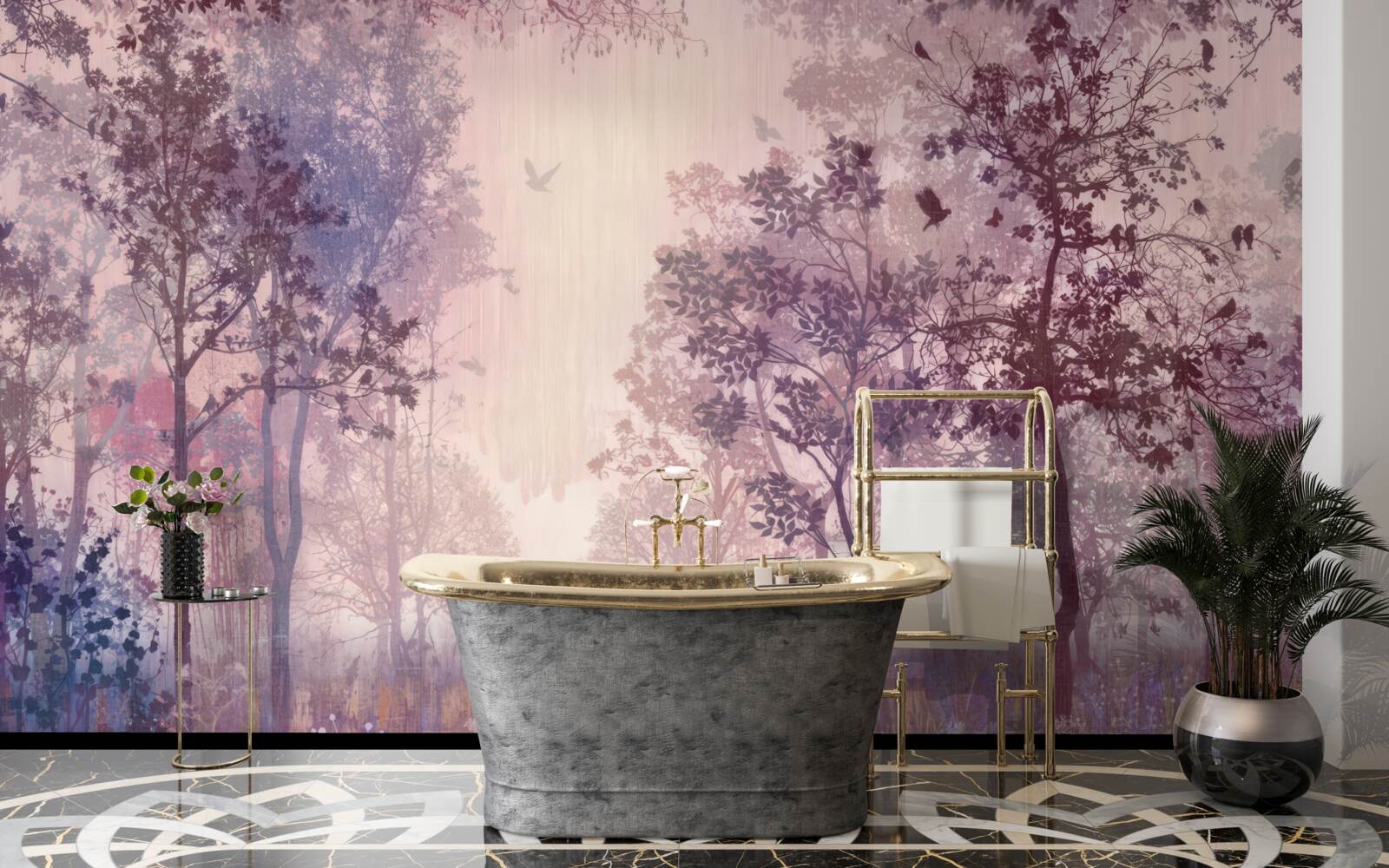 Fototapet acuarelă pădure de toamnă