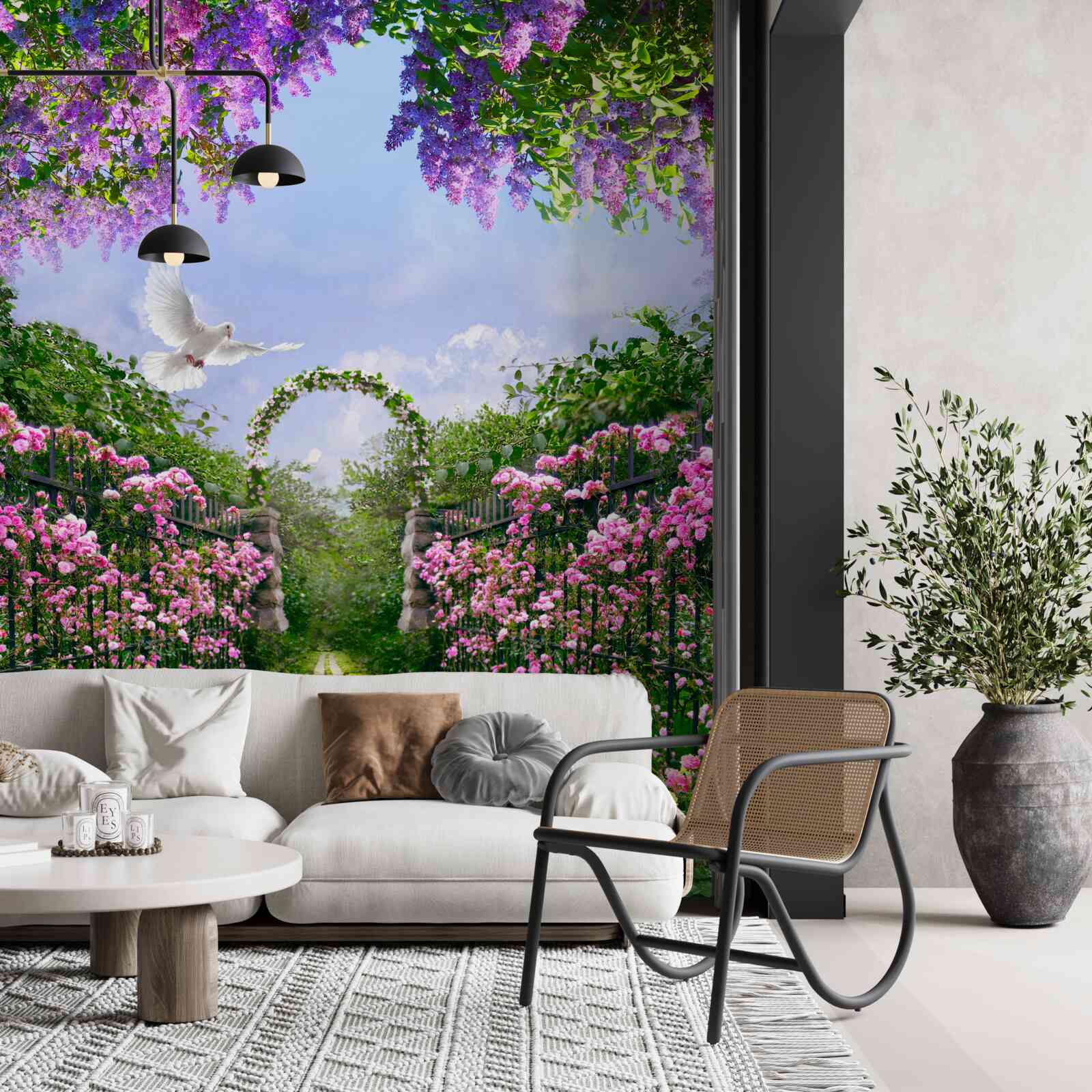 Fototapet Cărare care duce la grădina cu flori