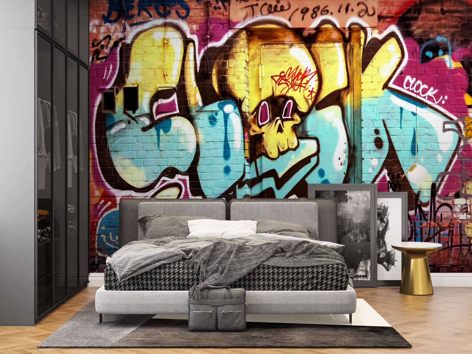 Fototapet graffiti cu litere luminoase