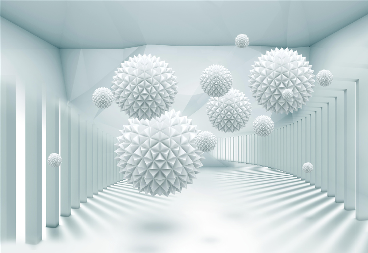 Fototapet bile tridimensionale cu margini ascuțite plutitoare