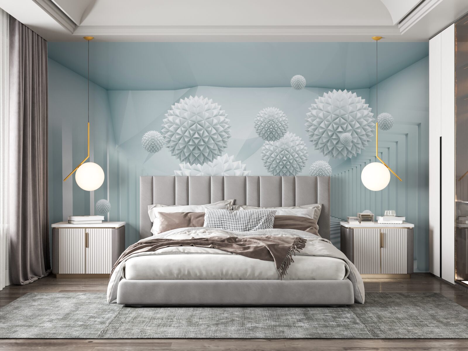 Fototapet bile tridimensionale cu margini ascuțite plutitoare