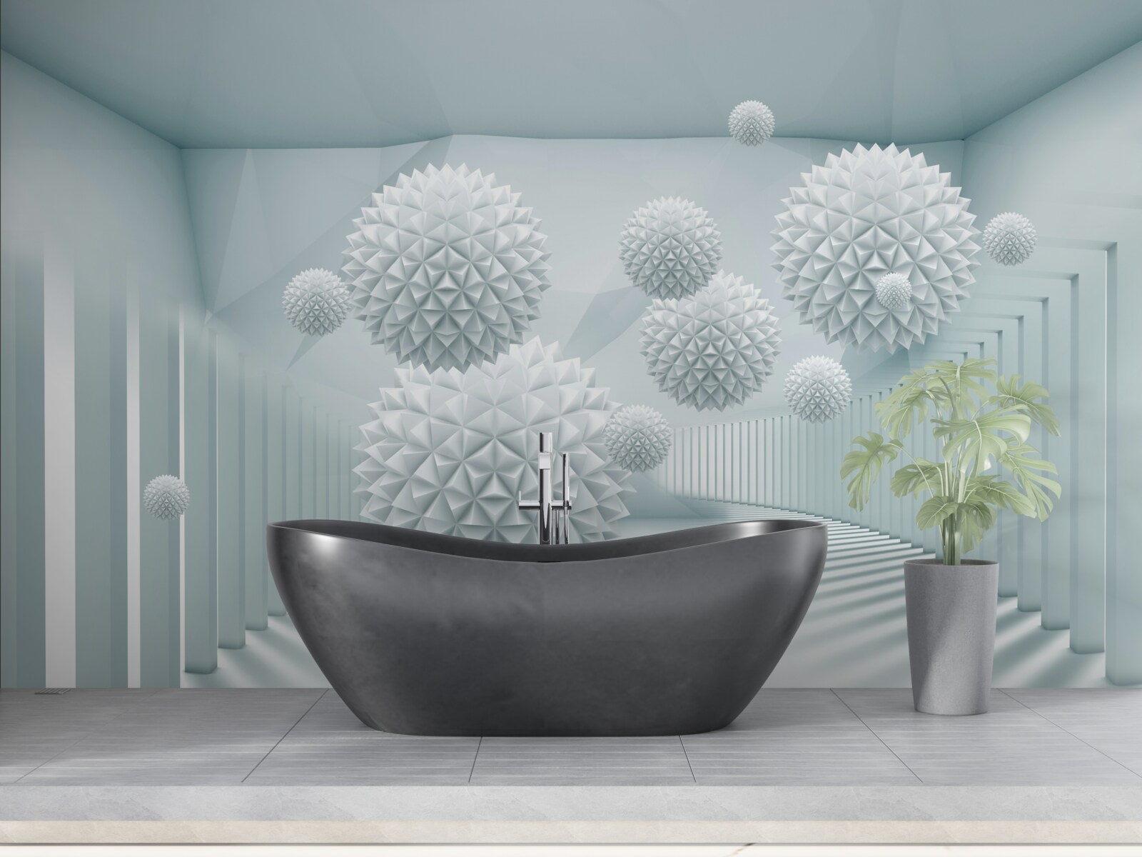 Fototapet bile tridimensionale cu margini ascuțite plutitoare