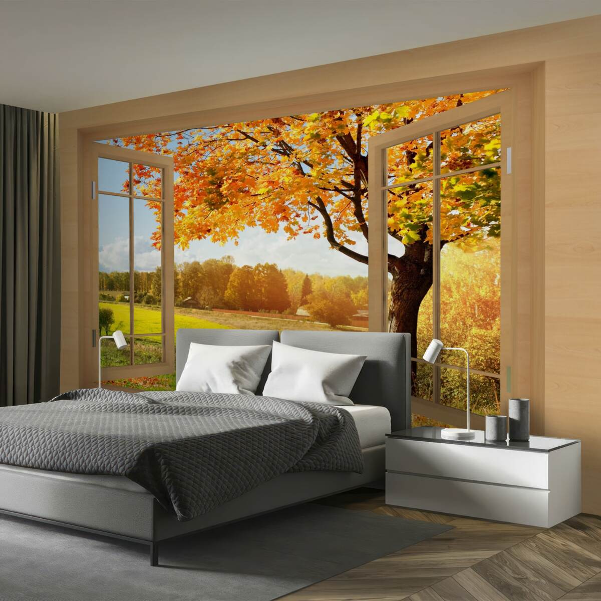 Fototapet vedere de toamnă de la fereastră