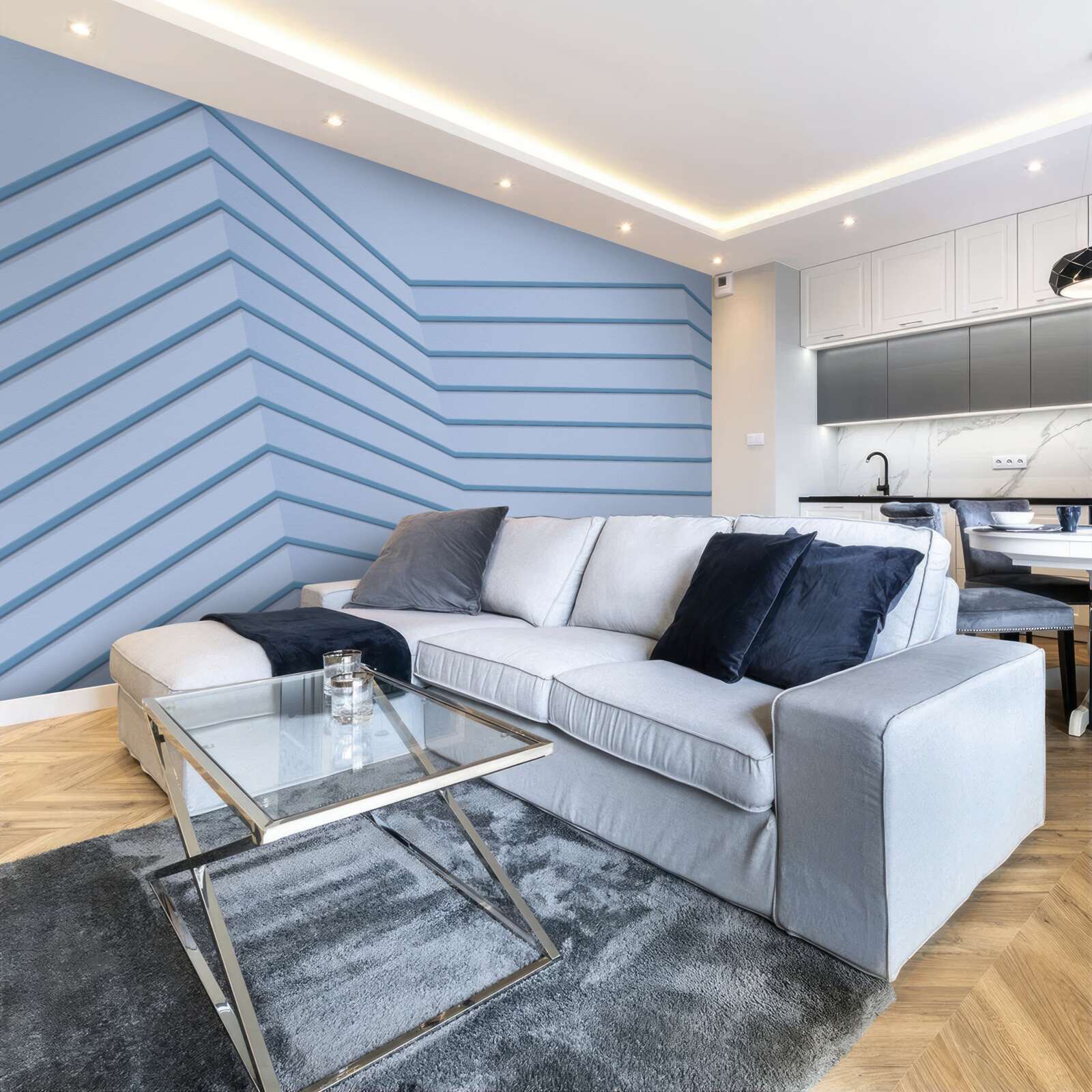 Fototapet liniile albastre sunt abstracte