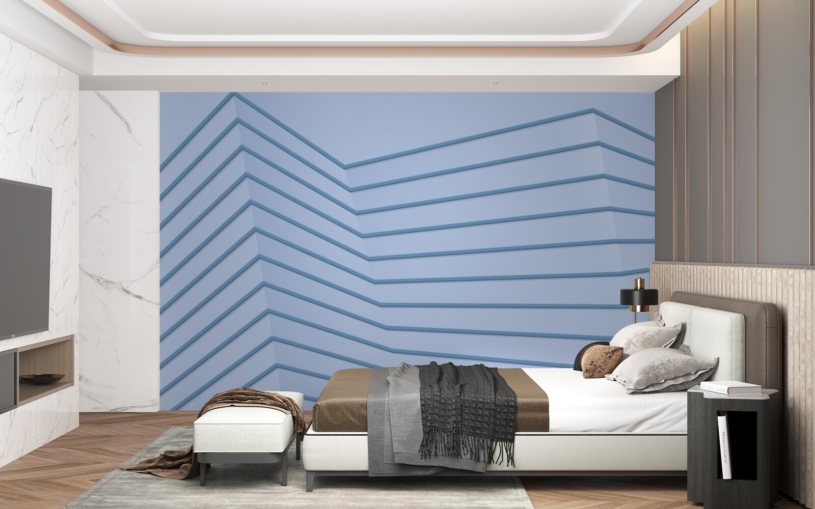 Fototapet liniile albastre sunt abstracte