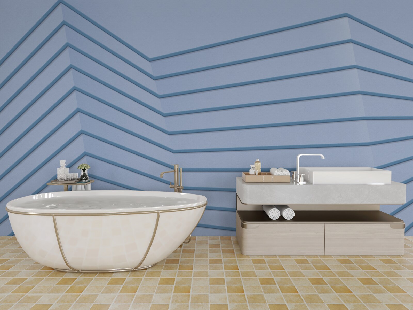 Fototapet liniile albastre sunt abstracte